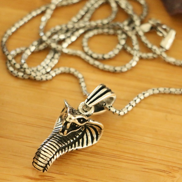 925 Sterling Silver COBRA Men's Necklace - Picture 2 of 7